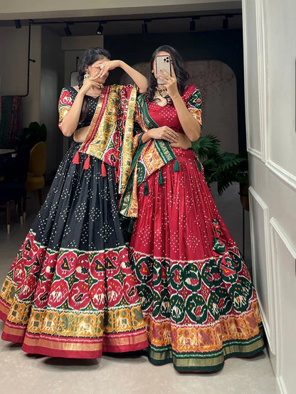 Beautiful Designer Pure Tussar Silk Patola Print Lehenga Choli - Anant Exports