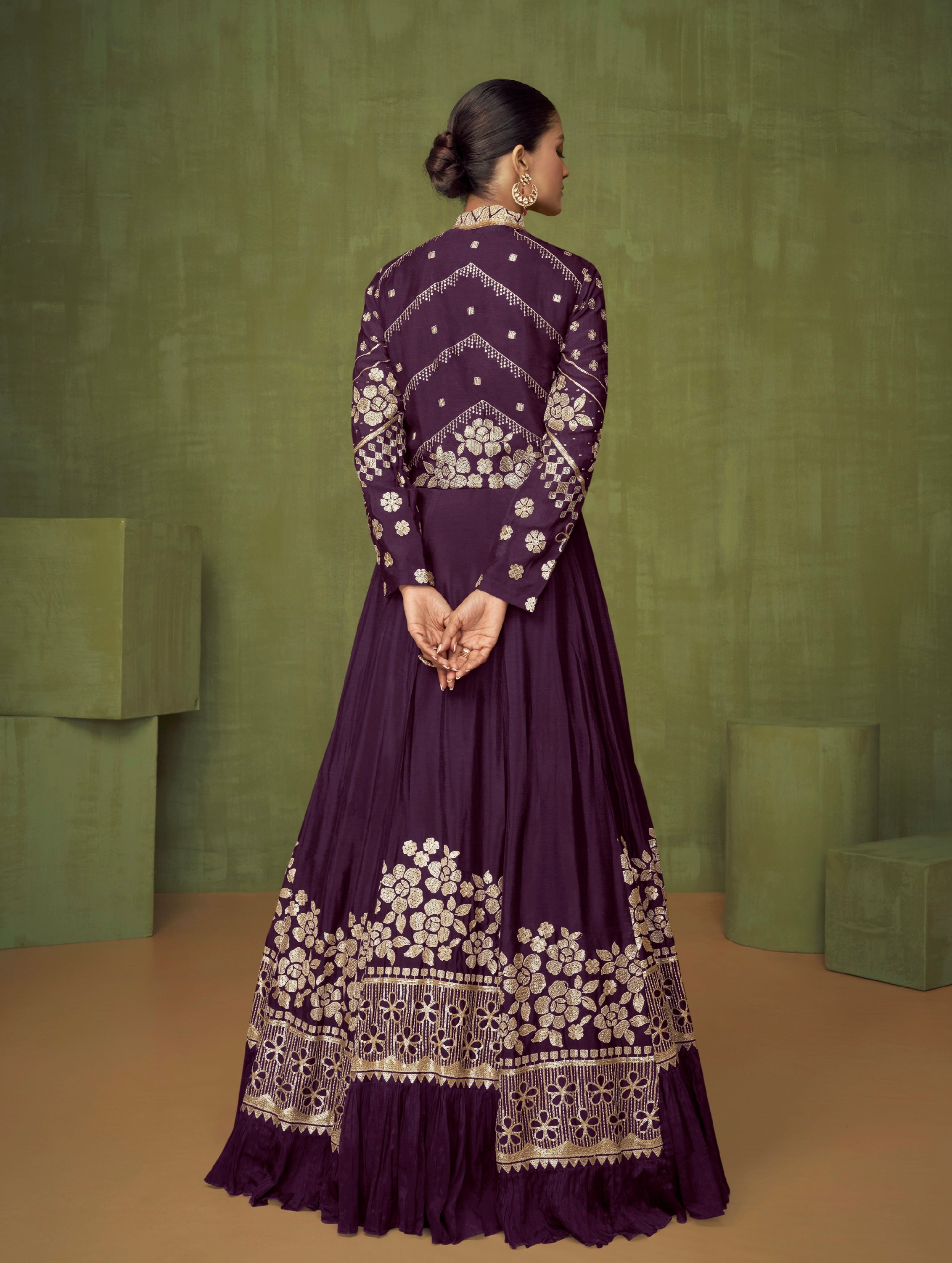 Indian bridal Anarkali suit with embroidery

