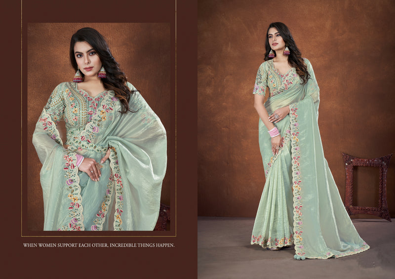 Beautiful Designer Festive Wear Heavy Banarasi Crush Silk Saree