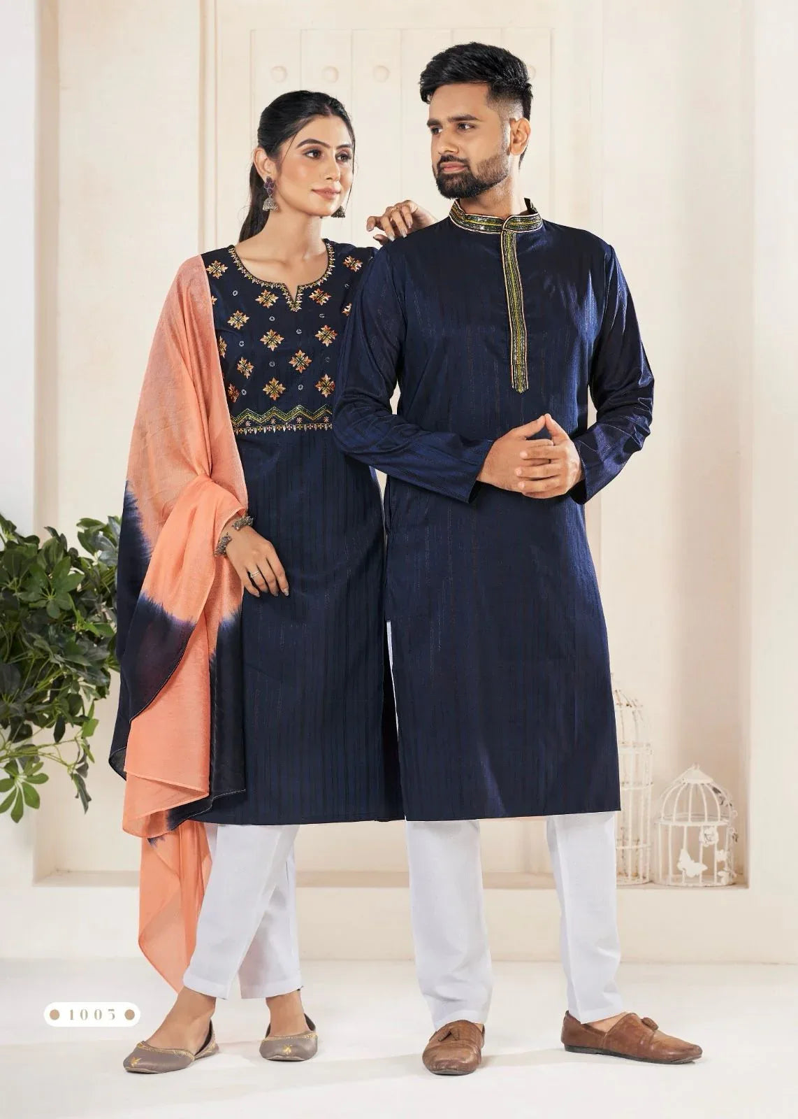 Festival Couple combo of Kurta with Pajama &amp; Kurti with Pants &amp; Dupatta Couple Goal X - Anant Exports