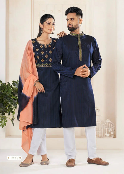 Festival Couple combo of Kurta with Pajama &amp; Kurti with Pants &amp; Dupatta Couple Goal X - Anant Exports