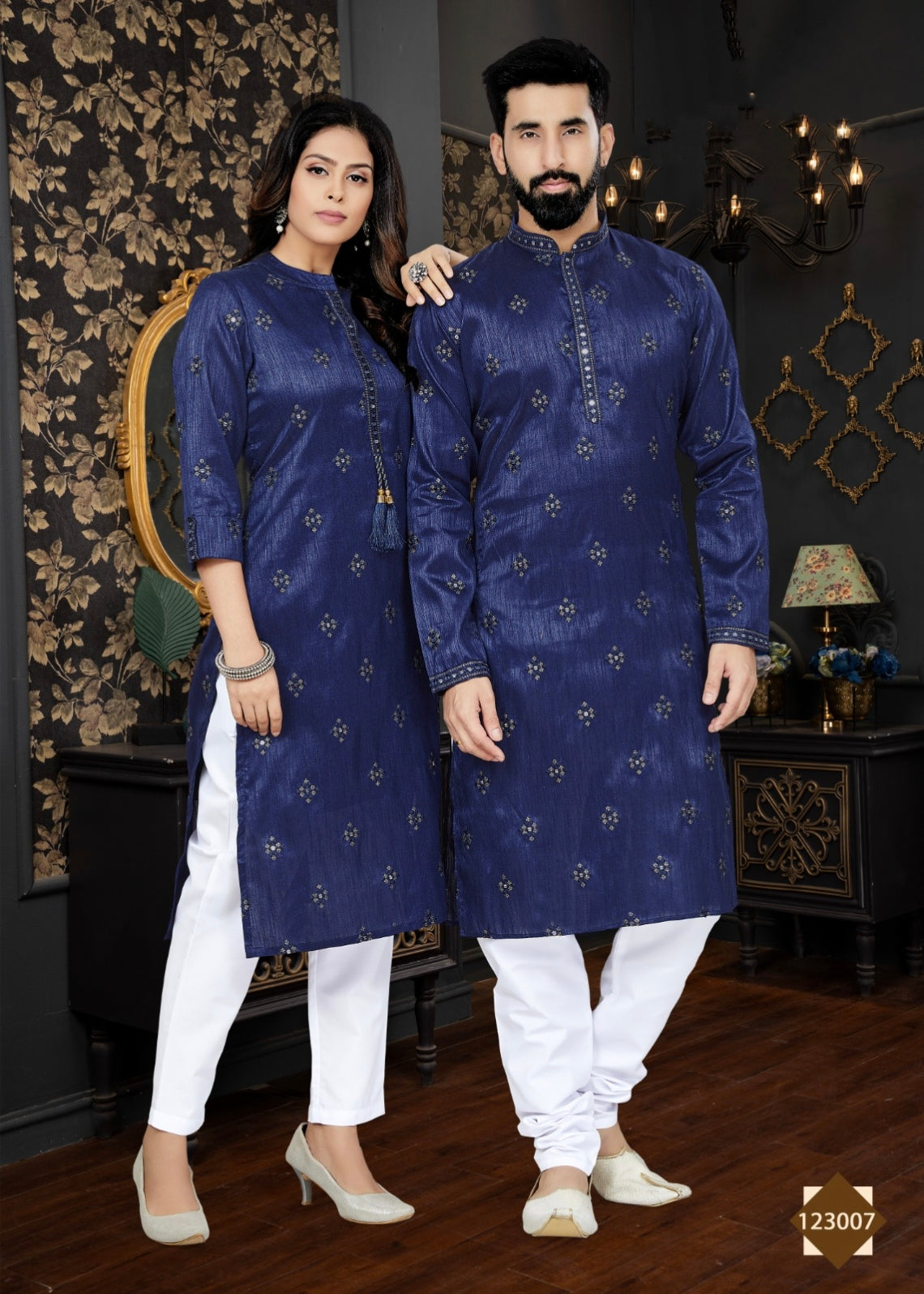 Occasion Special Couple Combo of Kurta with Payjama and Kurti with Pants