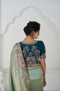 Party wear saree in green Dola viscose silk

