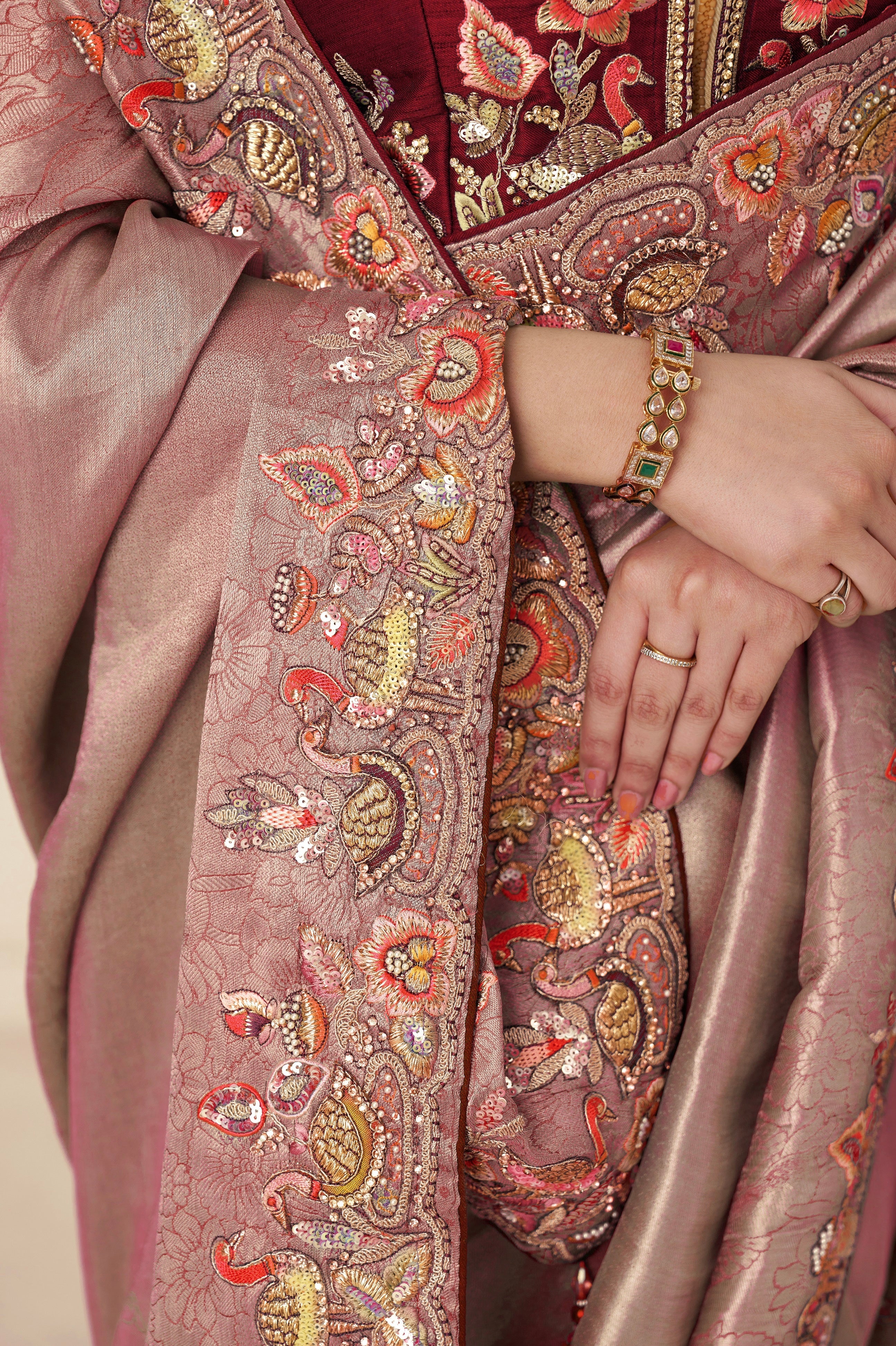 Elegant Dola silk saree in pink for festivals