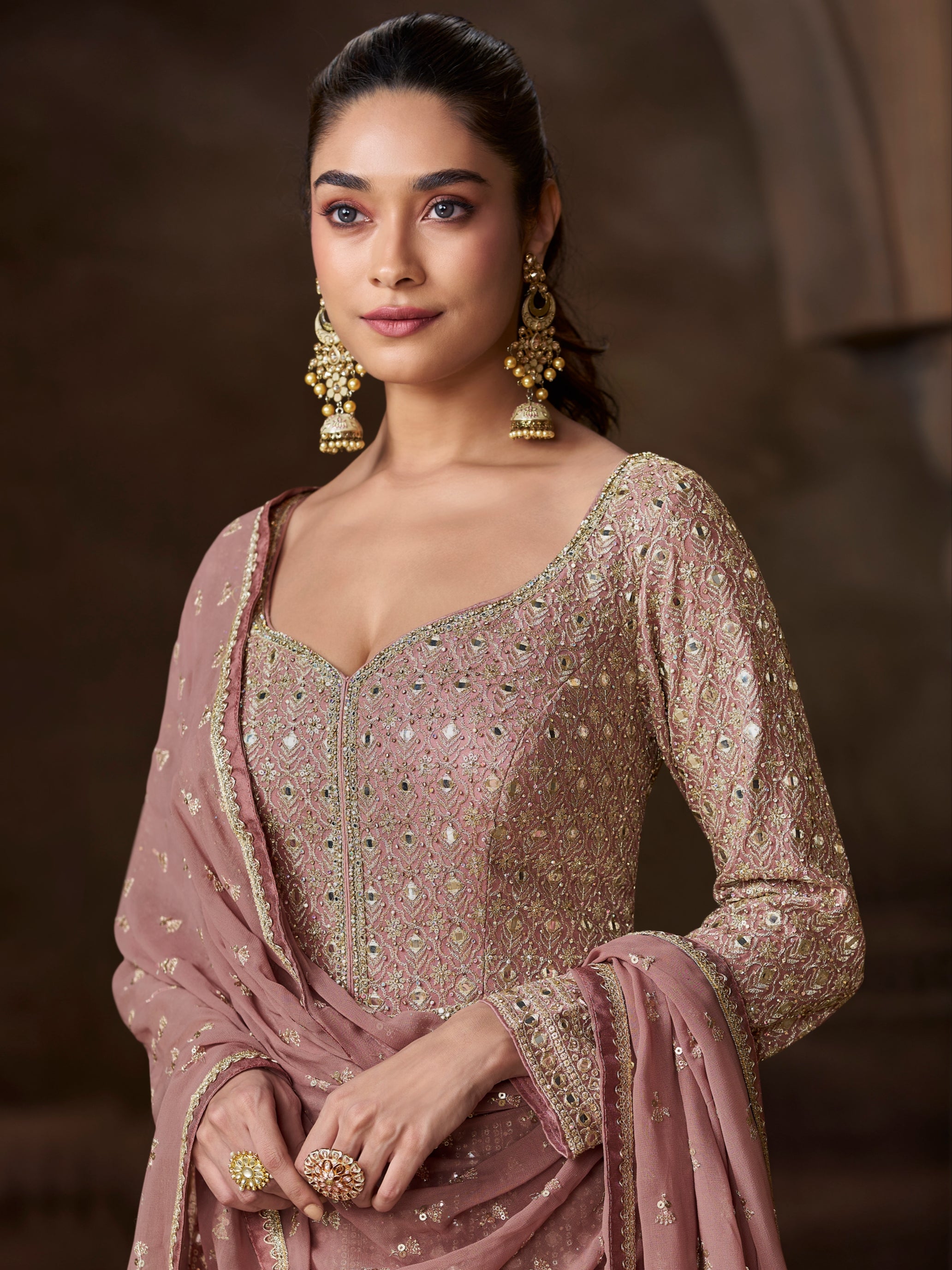 Blush Pink Heavy Embroidered Anarkali Suit