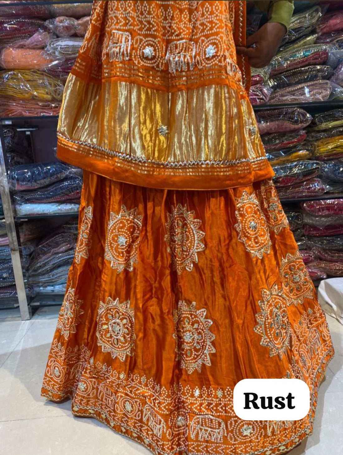 Rust Pure Modal Gajji Silk Rajsthani Lehenga Choli 