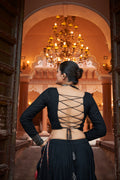 Black & Gold Embroidered Viscose Rayon Chaniya Choli