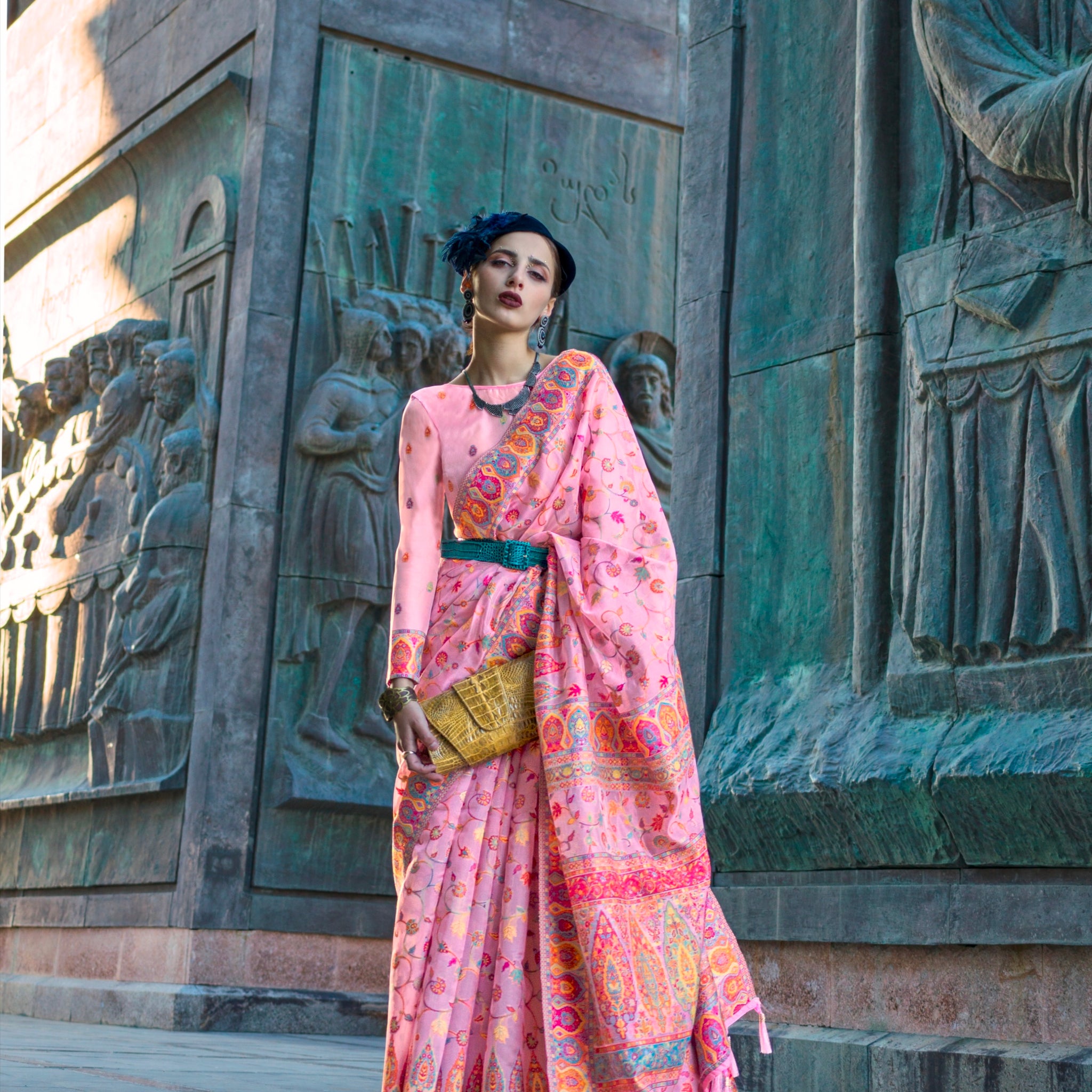 Beautiful Designer Occasion Wear Kashneer Silk Handloom Weaving Saree