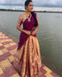 Beautiful Kanjiveram Silk Pure Zari HALF Saree with Blouse Along With Dupptta - Anant Exports