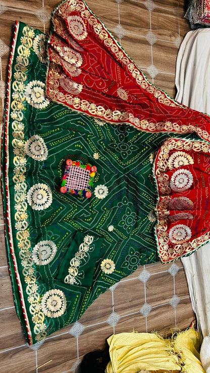 Rajasthani Traditional Bandhini Gotta Patti Lehenga Choli - Anant Exports