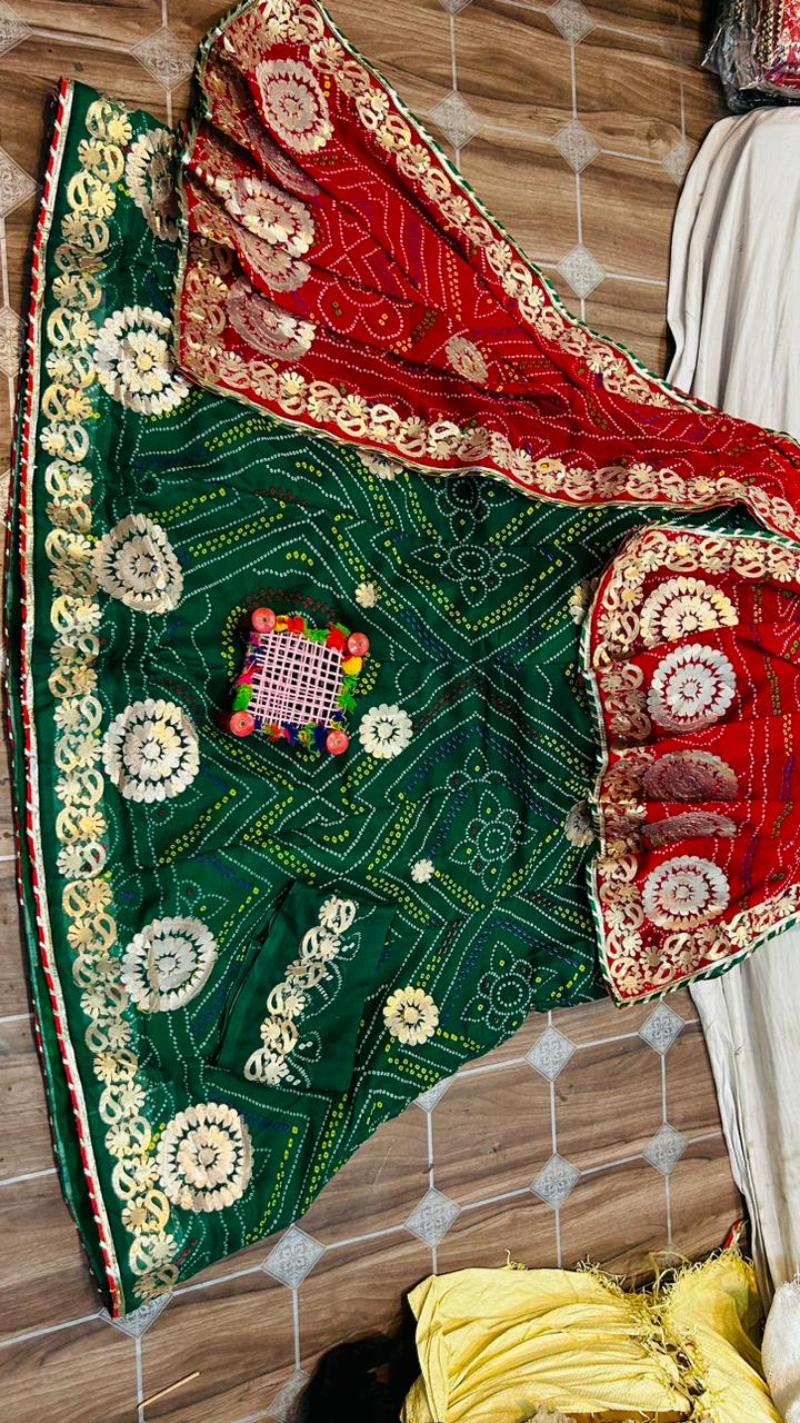 Rajasthani Traditional Bandhini Gotta Patti Lehenga Choli