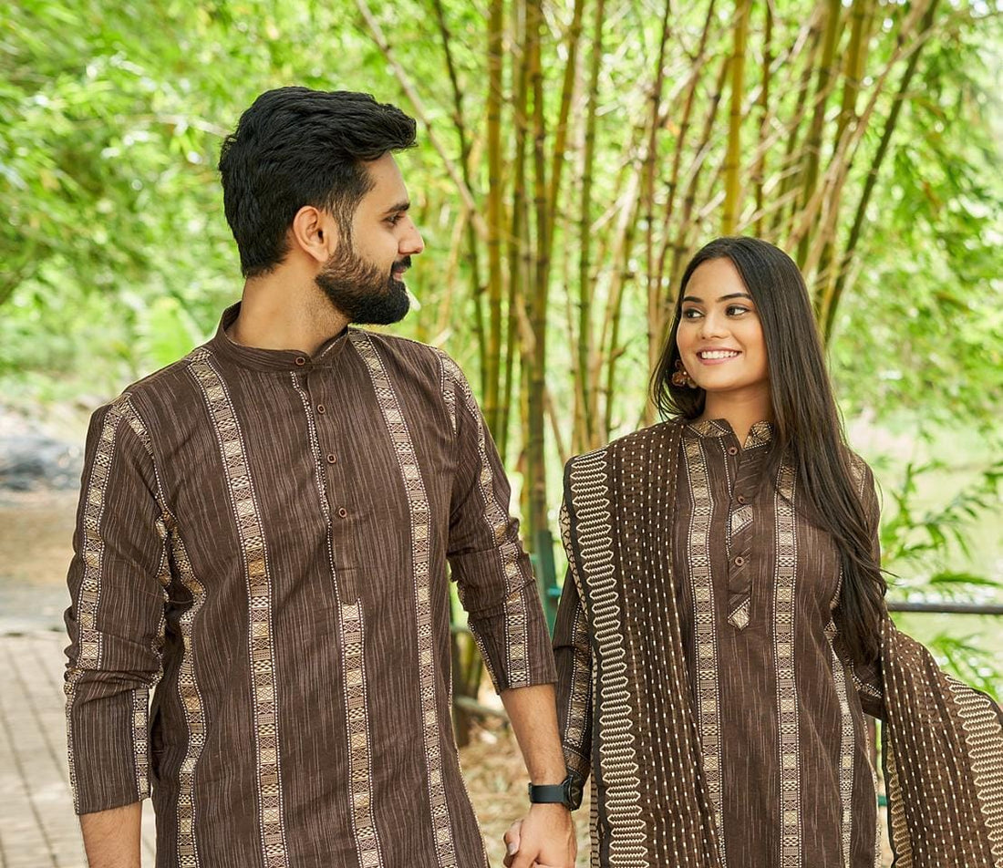 Occasion Special Couple combo of Kurta with Pajama & Kurti with Pants & Dupatta Dress