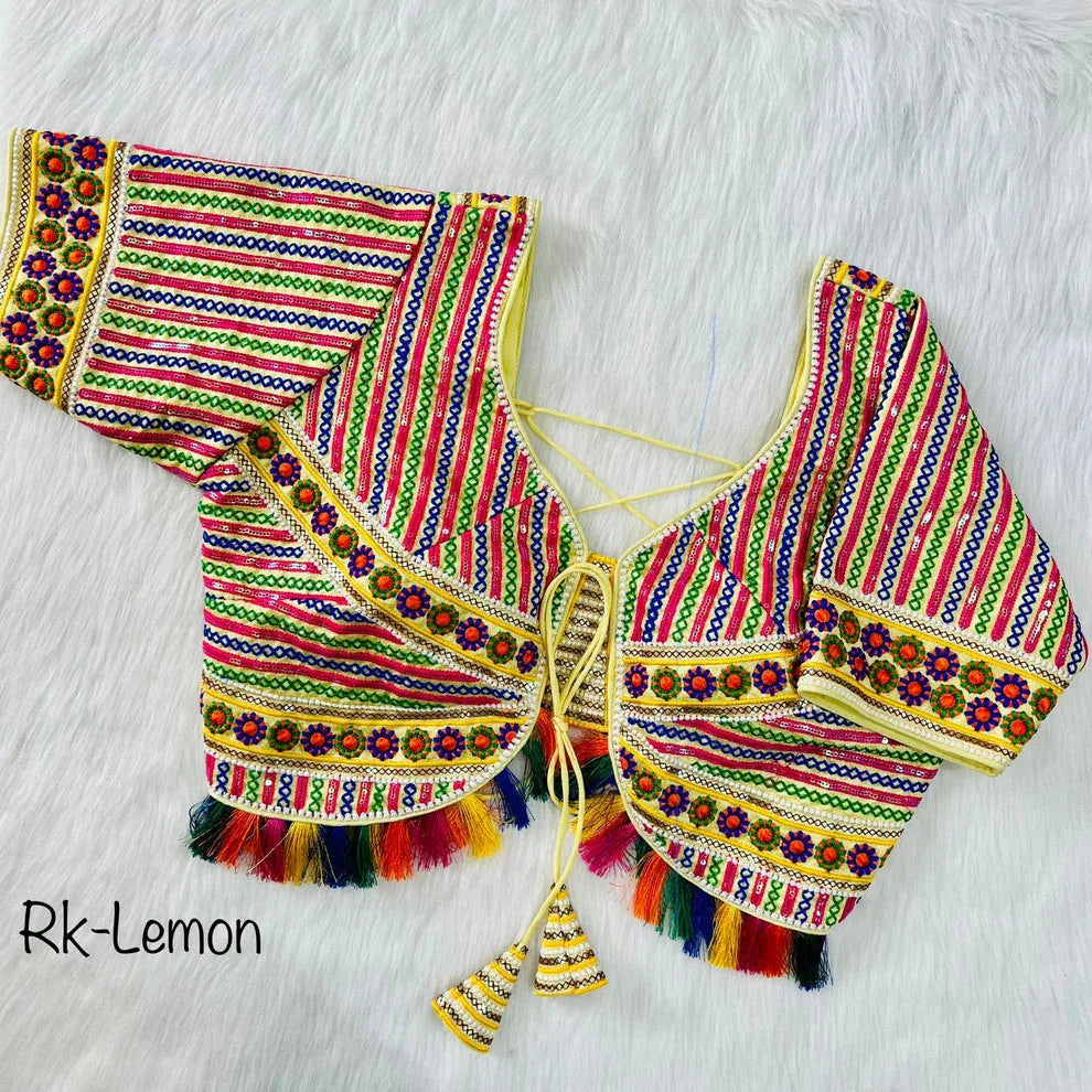 Readymade Navratri Special 11 Nidal Multi Gamthi Work Blouse - Anant Exports