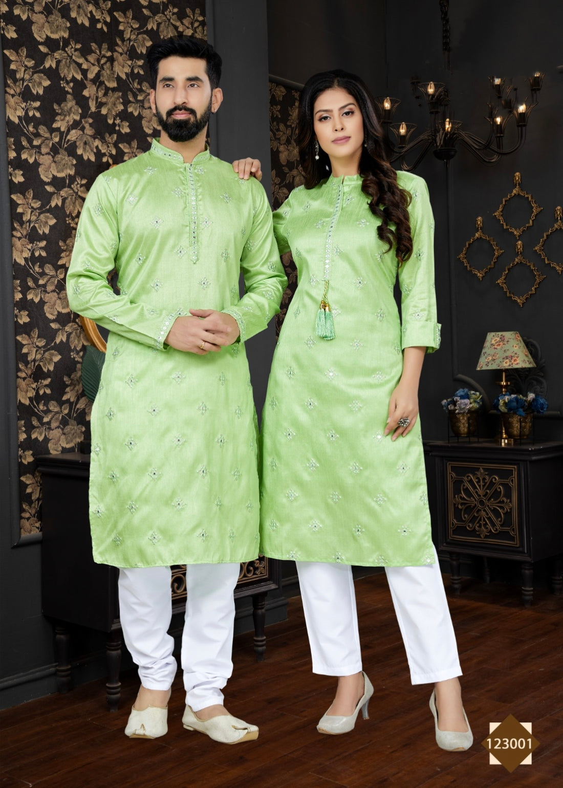 Occasion Special Couple Combo of Kurta with Payjama and Kurti with Pants