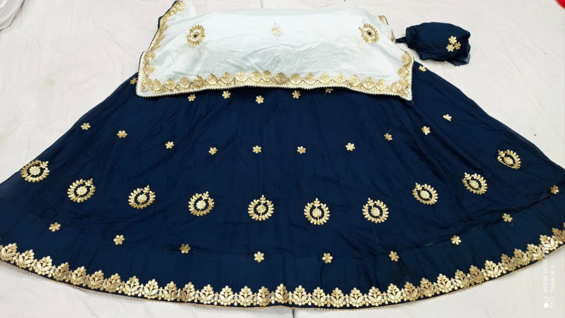 Rajsthani Traditional Rajputi Pure Organza Butti Work Lehenga Choli