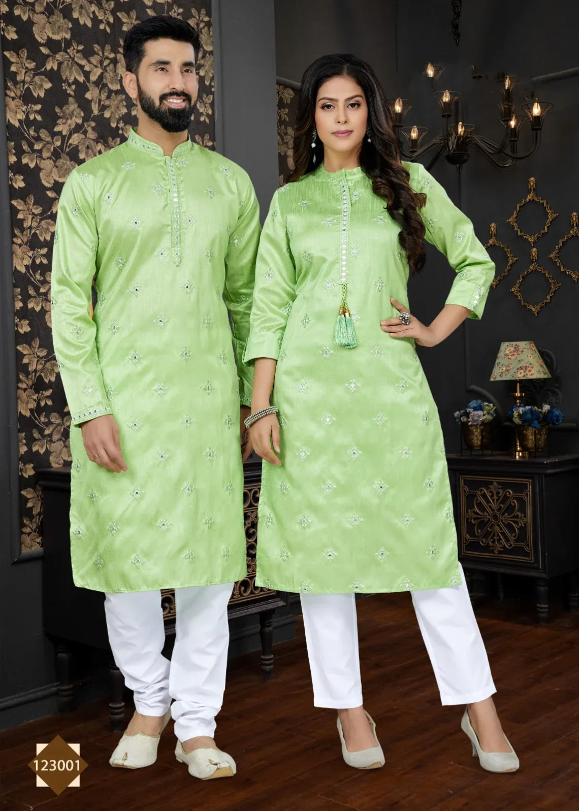 Occasion Special Couple Combo of Kurta with Payjama and Kurti with Pants - Anant Exports