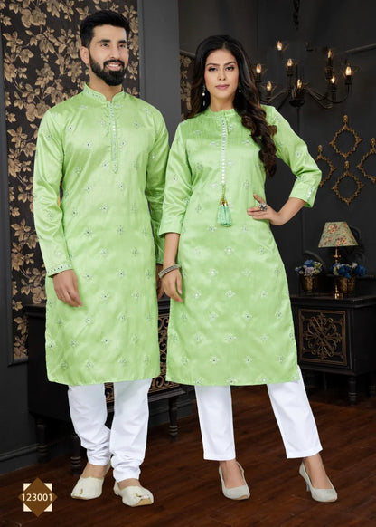 Occasion Special Couple Combo of Kurta with Payjama and Kurti with Pants - Anant Exports