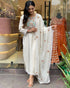 Off-White Viscose Chanderi Kurti Set with Floral Embroidery