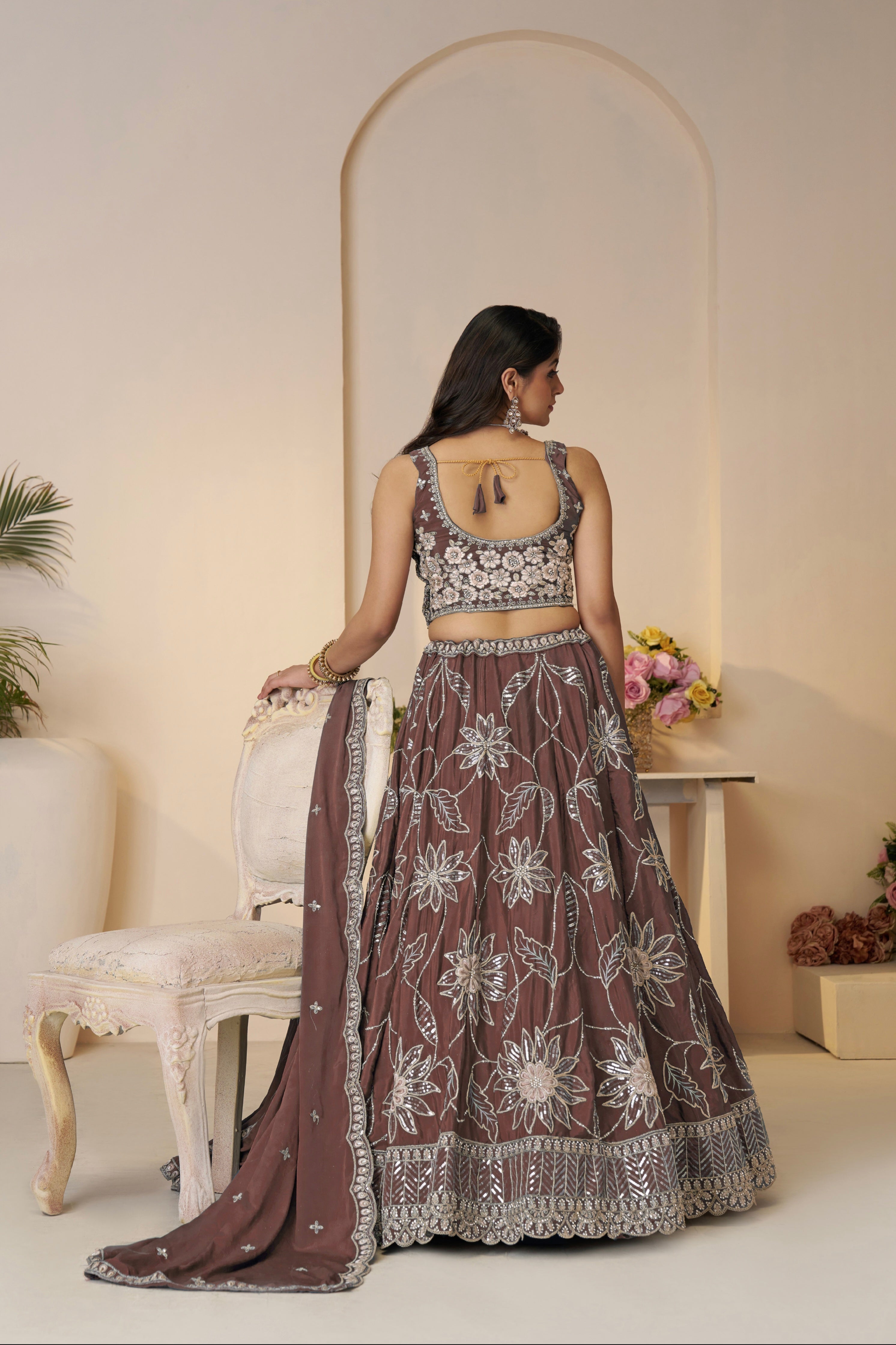 Bridesmaid Lehenga Choli in Onion Mauve Shade

