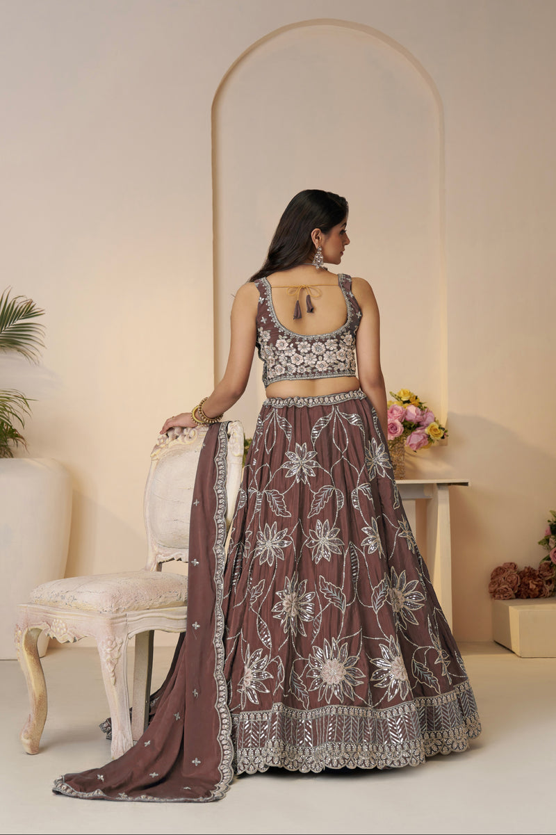 Bridesmaid Lehenga Choli in Onion Mauve Shade

