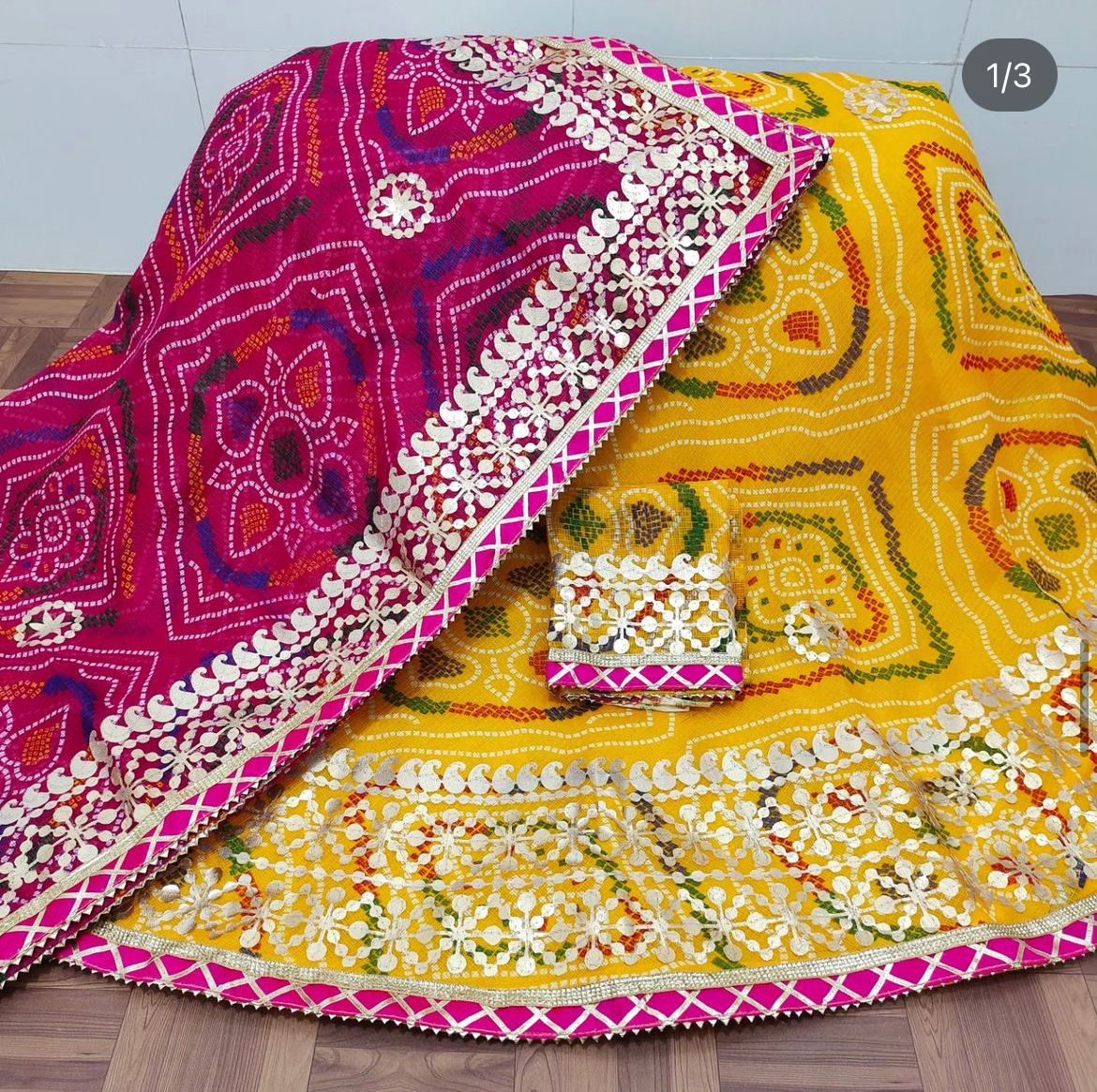 Rajasthani Traditional Kota Doriya Bandhej Print Lahenga Choli