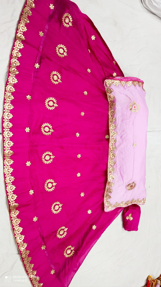 Rajsthani Traditional Rajputi Pure Organza Butti Work Lehenga Choli