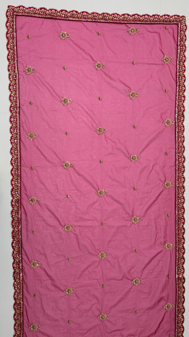 Rani Pink Pure Soft Pink Moti Handwork Peacock Multi Cotton thread Sequins Work Bridal Lehenga Choli