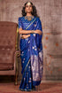 Royal Blue Pure Satin Handloom Weaving Saree 