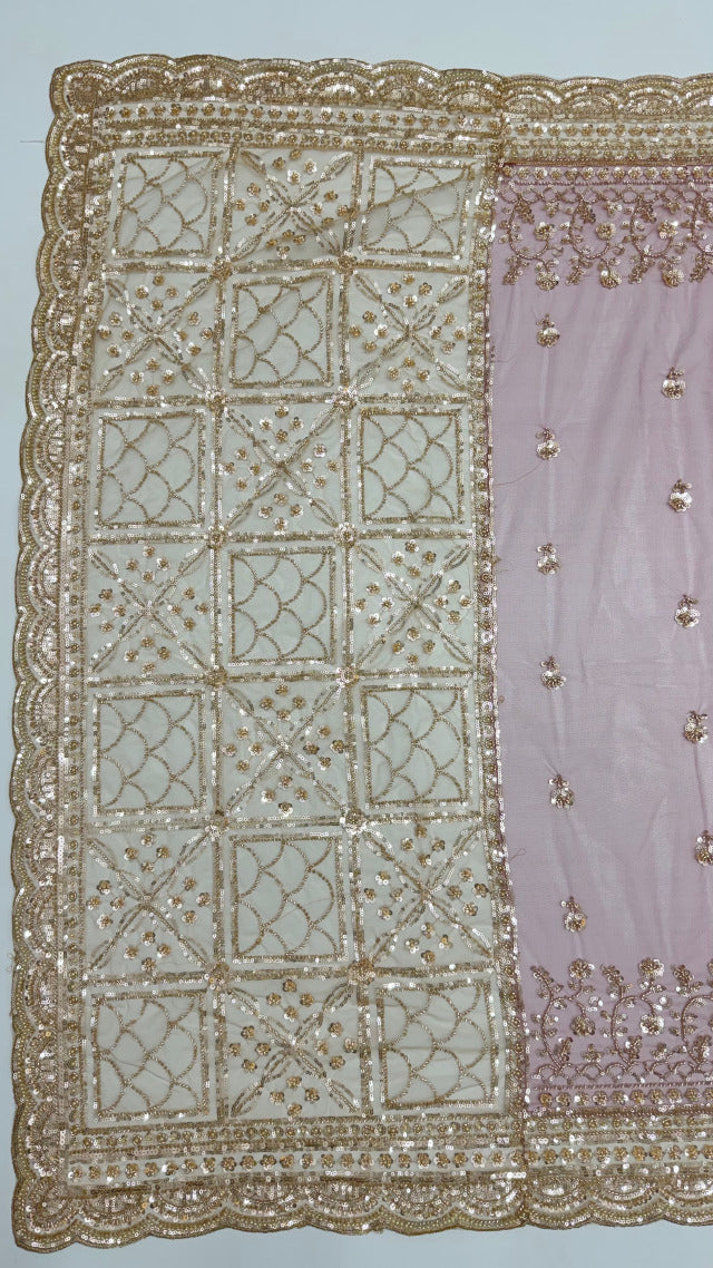 Wine Pure Premium Net Handwork Kasti &amp; Motif Zari Metallic Sequins Work Wedding Saree