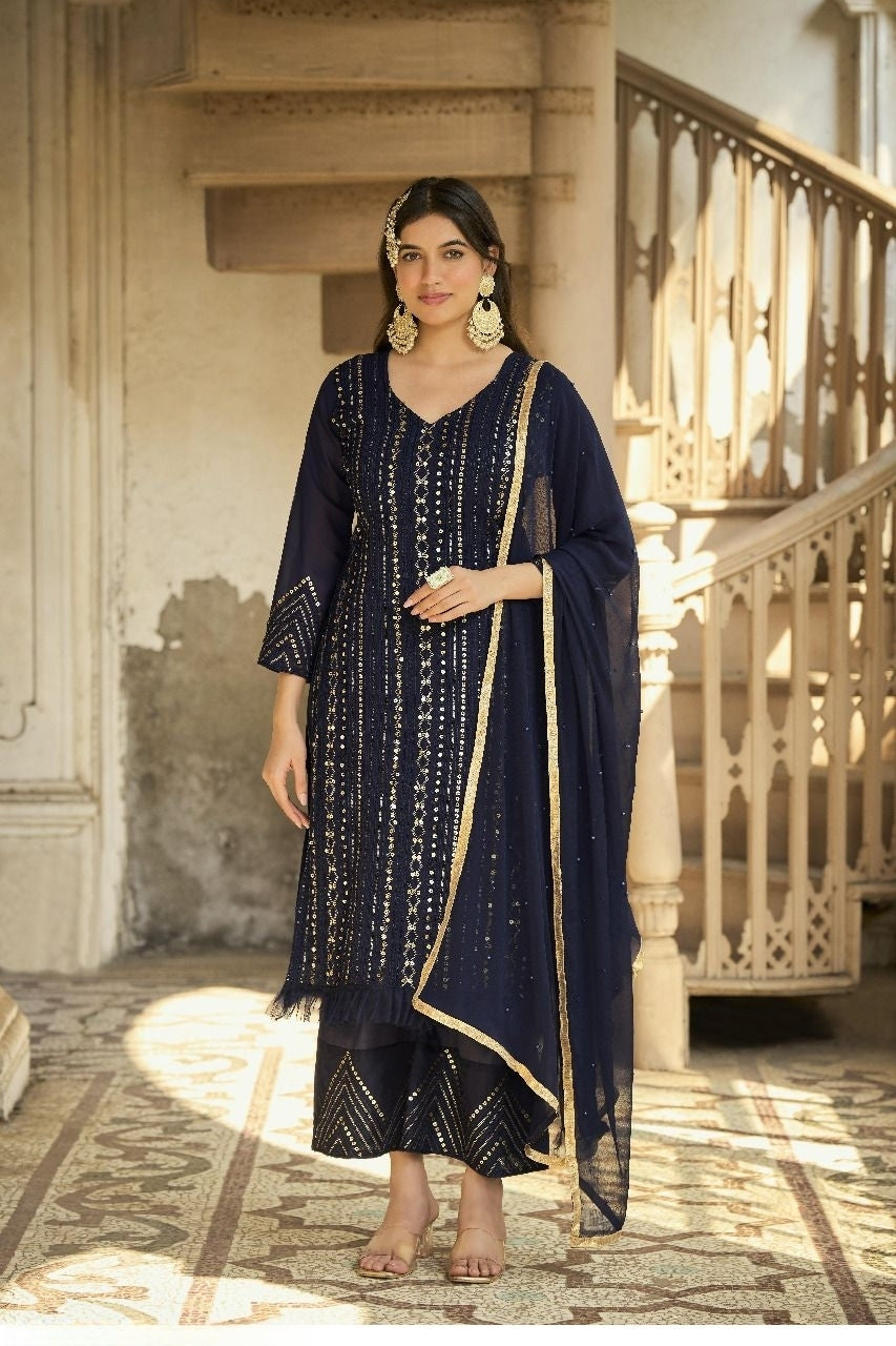 SABAH BEGUM HEAVY FAUX GEORGETTE SALWAR SUIT D.NO 2002