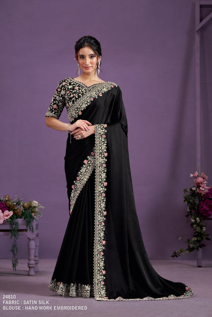 Crape Sartin Silk Saree