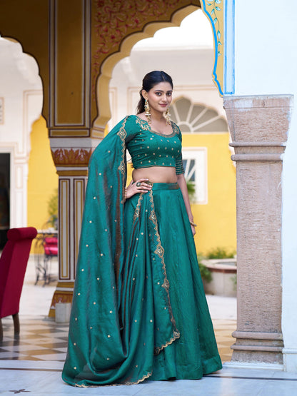 Peacock Pure Soft NC Silk Plain Work Lehenga Choli