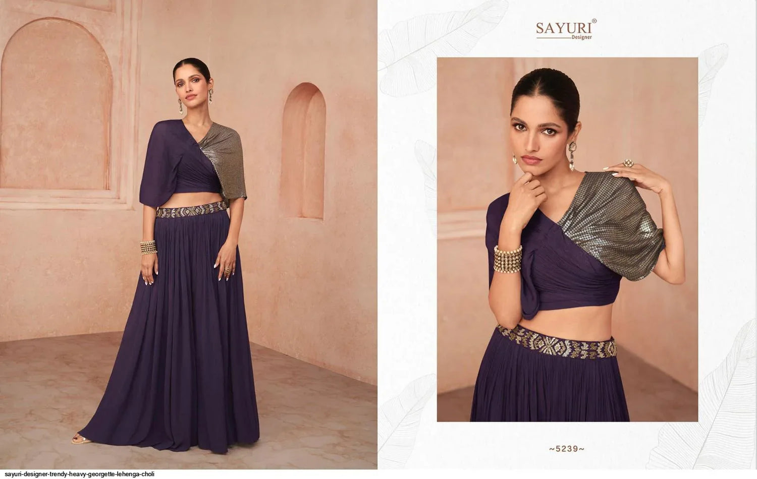 SAYURI DESIGNER TRENDY HEAVY GEORGETTE LEHENGA CHOLI D.NO 5239 - Anant Exports