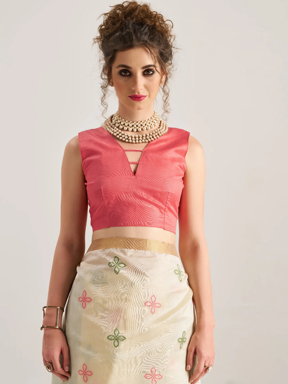 Off White Pure Soft Art Silk Handloom Bandhej Print Saree 