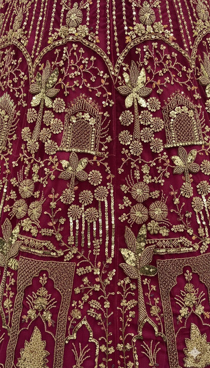 Rasperry Pure Soft Net Heavy Embroidery Work Bridal Lehenga Bridal Lehenga Anant Tex Exports Pvt.Ltd..
