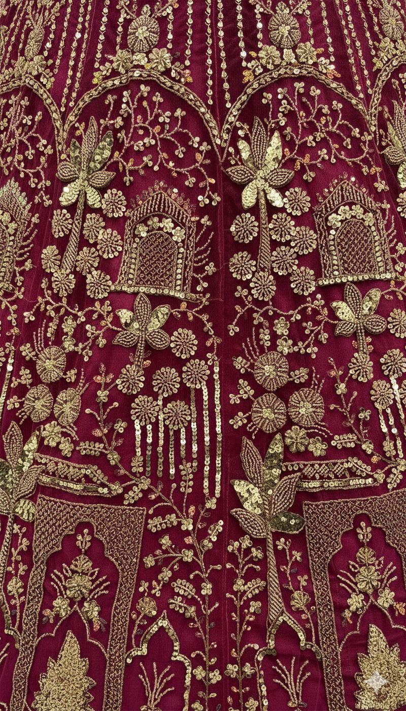 Rasperry Pure Soft Net Heavy Embroidery Work Bridal Lehenga