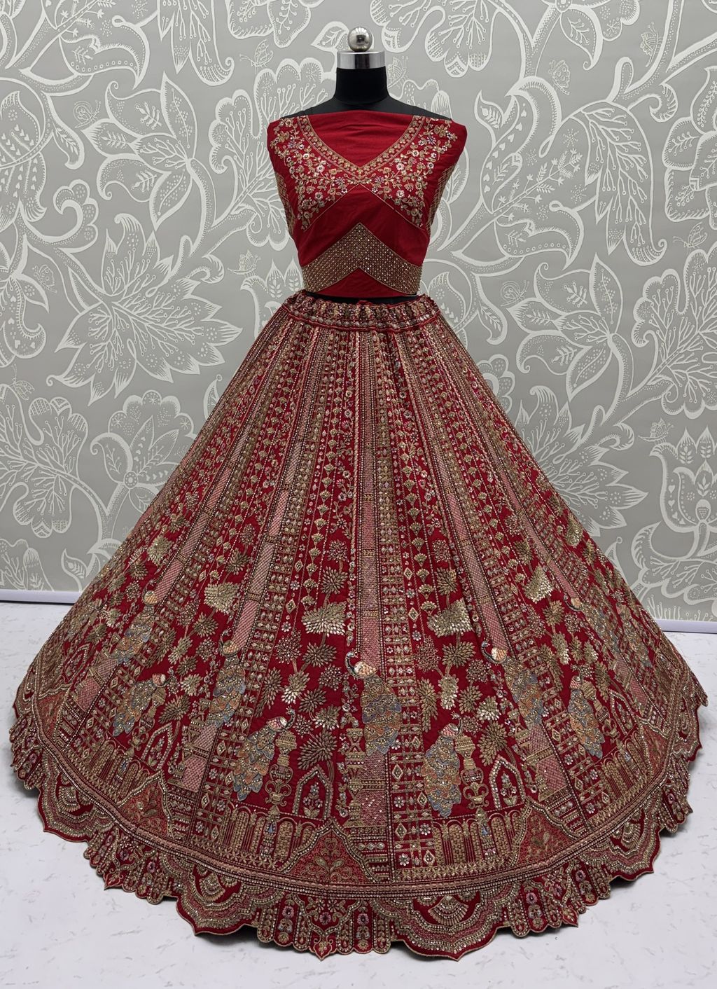 Pink Pure Soft Silk Heavy Embroidery Work Bridal Lehenga