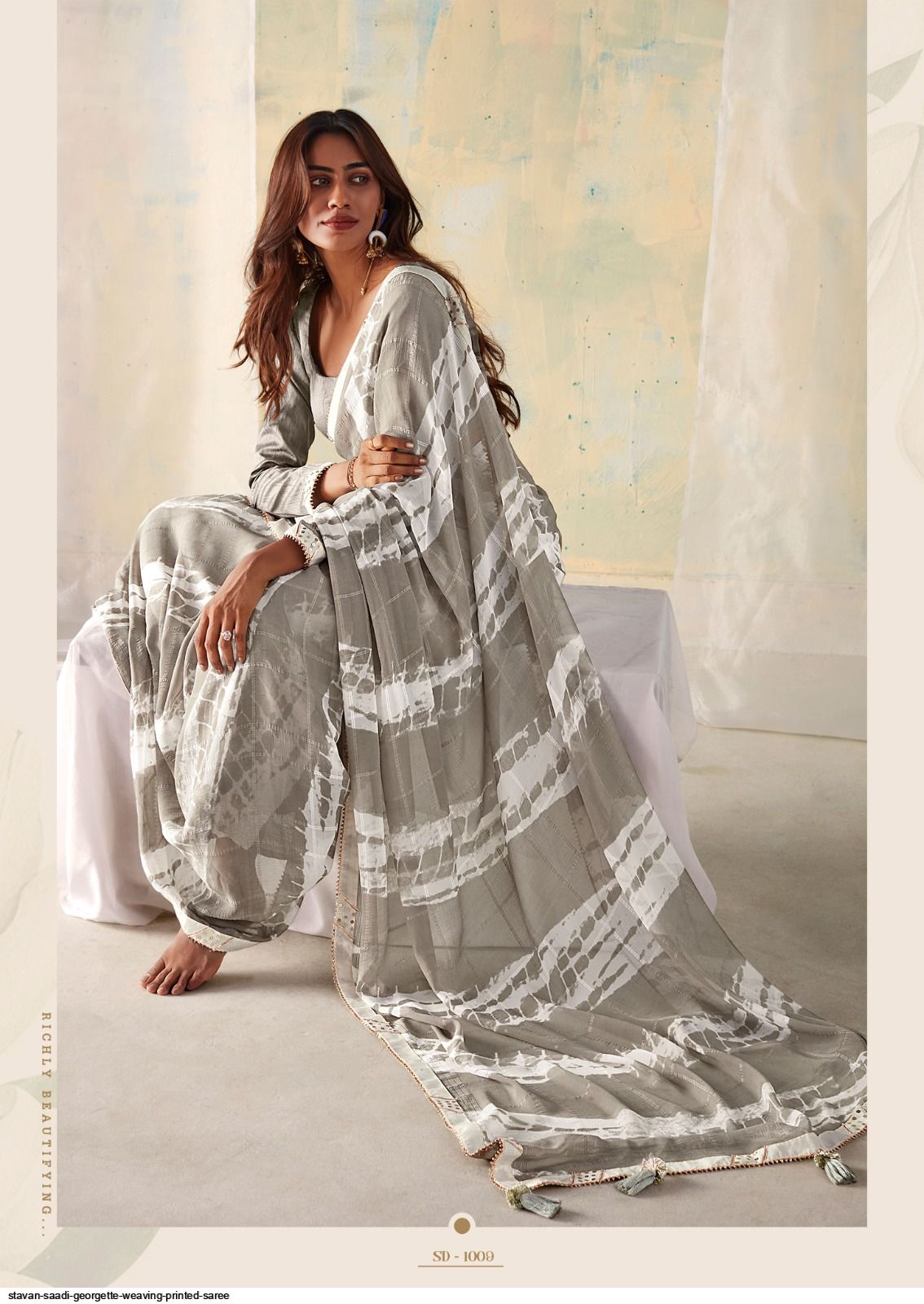 Beautiful Designer Party Wear Saadi Georgette Print Saree