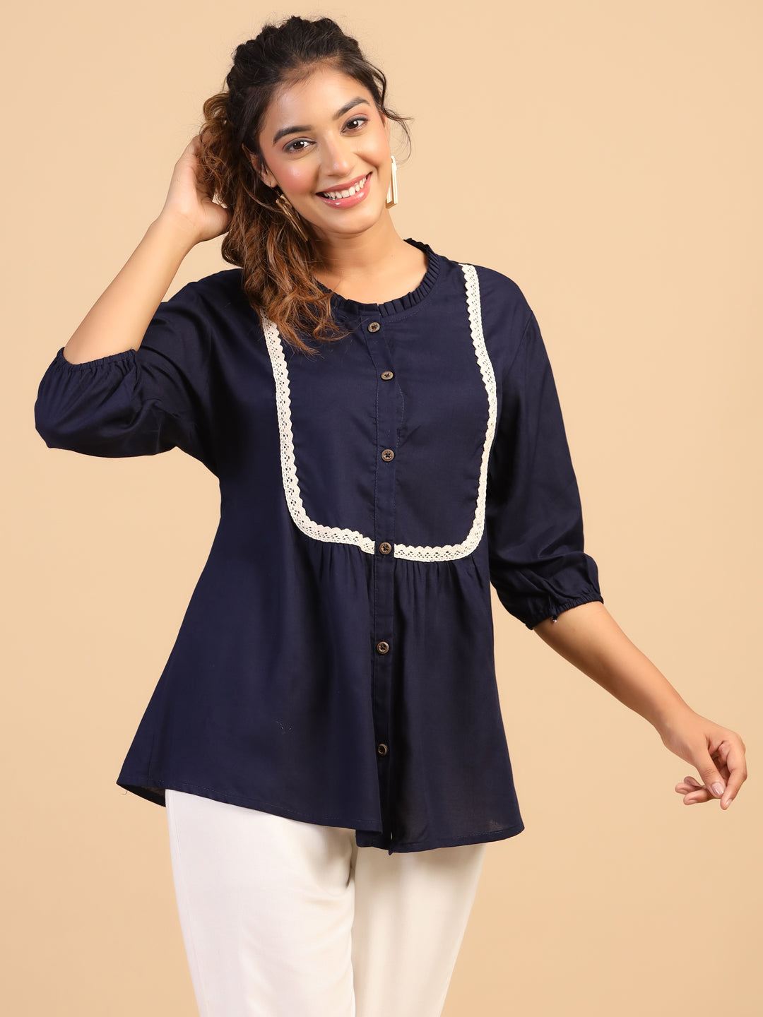 KEEVA FANCY WESTERN SHORT TOP