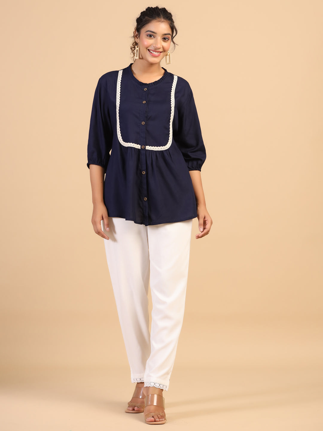 KEEVA FANCY WESTERN SHORT TOP