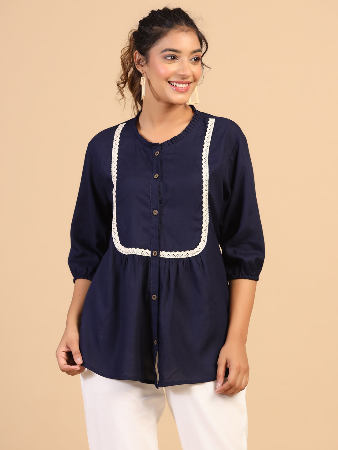 KEEVA FANCY WESTERN SHORT TOP