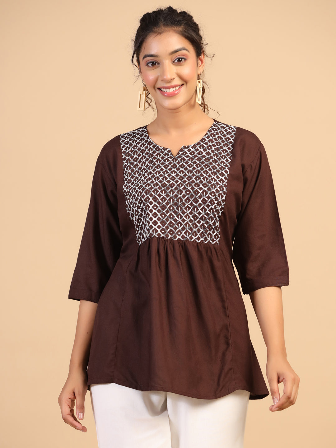 KEEVA FANCY WESTERN SHORT TOP