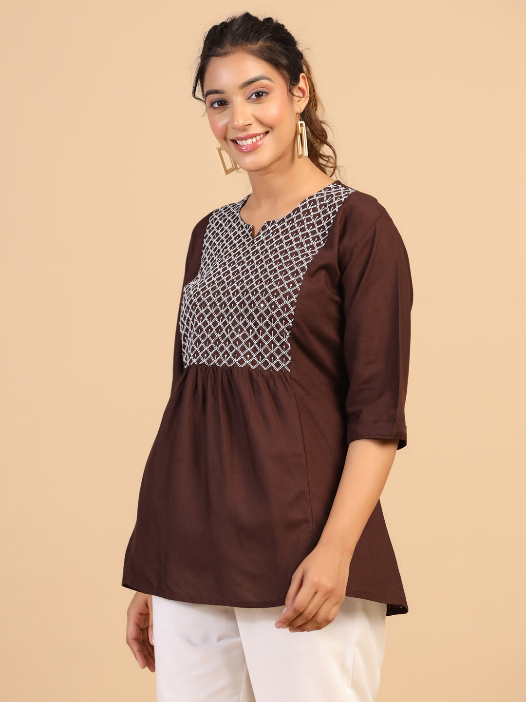 KEEVA FANCY WESTERN SHORT TOP