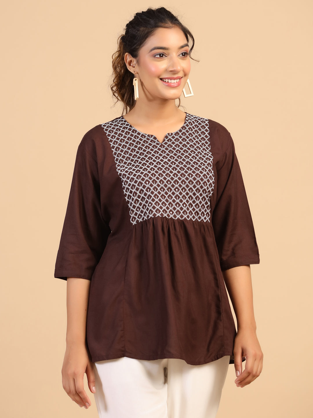 KEEVA FANCY WESTERN SHORT TOP