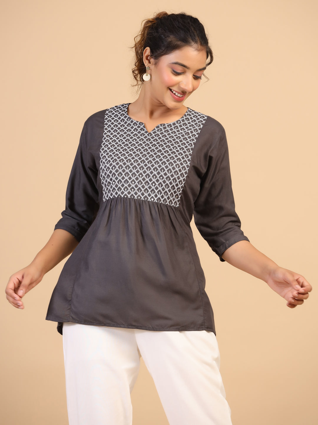 KEEVA FANCY WESTERN SHORT TOP