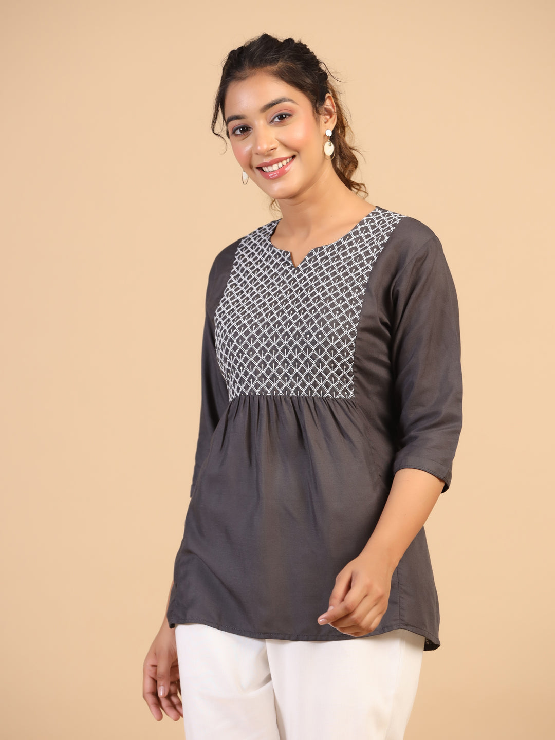 KEEVA FANCY WESTERN SHORT TOP