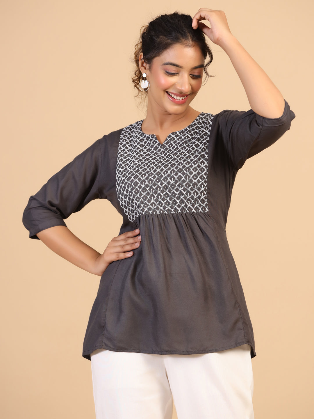 KEEVA FANCY WESTERN SHORT TOP