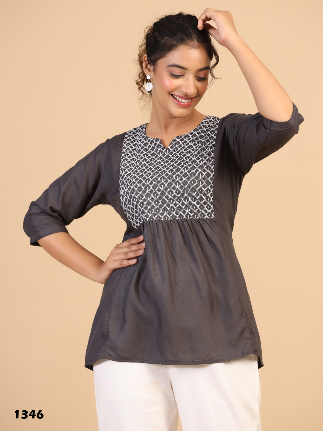 KEEVA FANCY WESTERN SHORT TOP