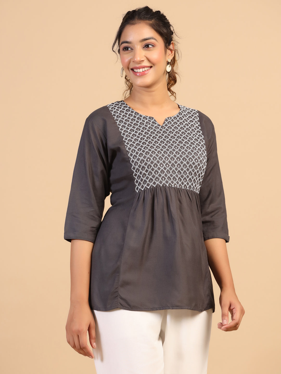 KEEVA FANCY WESTERN SHORT TOP