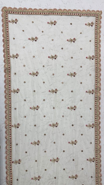 Off White Pure Soft Gadhwal Silk Heavy Embroidery Work Bridal Lehenga Choli